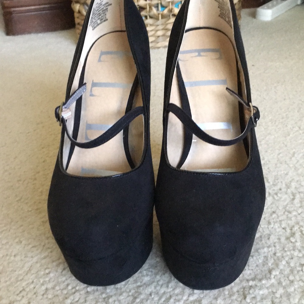 Elle Black platform suede maryjanes